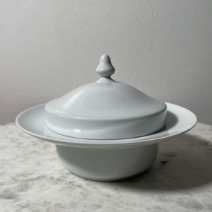 Vintage Spal Porcelanas Portugal Porcelain Lidded Butter Dish - White
